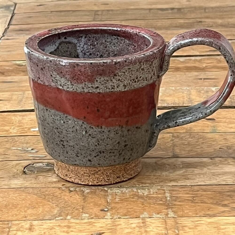Handcrafted Stoneware Mug 4" Red & Grey Speckled Glaze